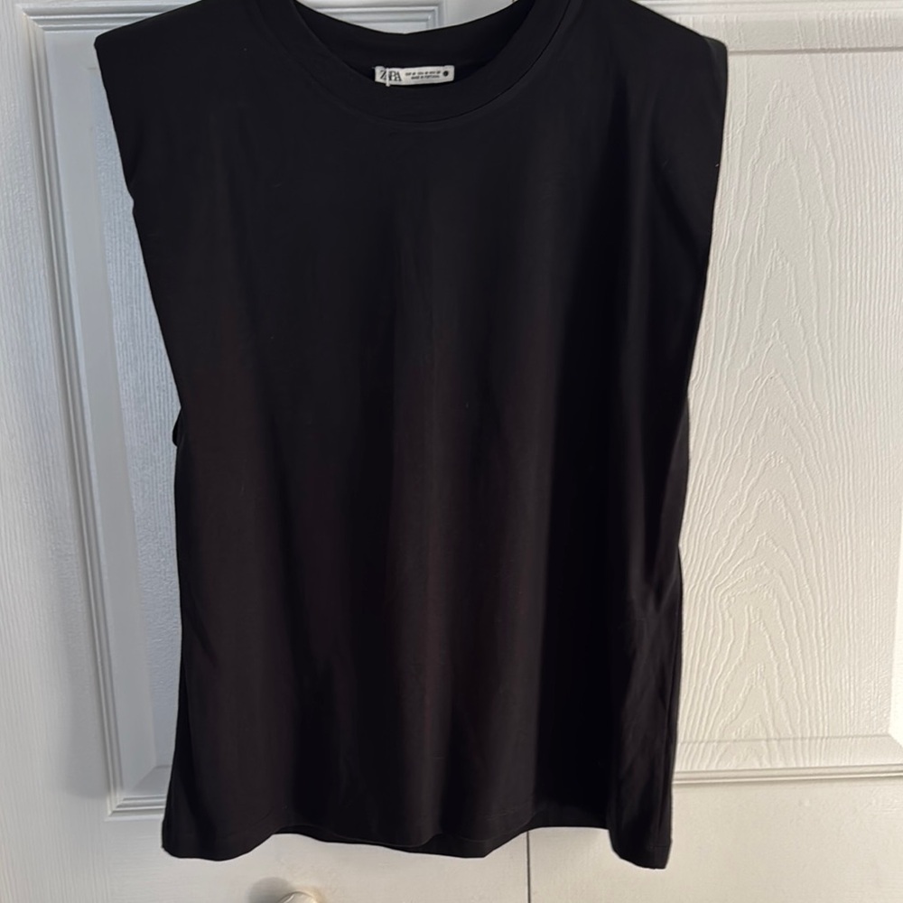Zara Black Muscle Tee Crew Neck Boxy
